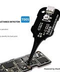 XA5 Coil Tester For Motherboards And PCBs With Green Fault Indicator demonstrating on motherboard