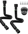 2 Pack Gutter Downspout Extensions 138 Inches With Filter, Flexible Corrugated Gutter Pipe, Rain Diverter, Extendable From 31.5 To 138 Inches, Screws Included, Black