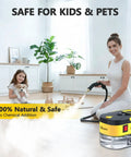 Portable Handheld Steam Cleaner With Six Adjustable Pressure Levels And Fifteen Utility Tips Blasts Out High Heat to clean surfaces safely around kids and pets.