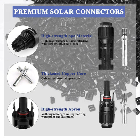 Premium Solar Panel Connector Kit With 42 Piece Set Including 10 Pairs Male And Female Connectors and High-Strength Material Details