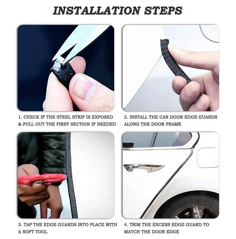 VW Golf Mk2 Door Edge Guard U Shape Protector, Flexible Trim, Scratch Shield For 1983 1992 installation steps collage