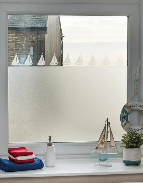 Milky Privacy Window Film With Reusable Static Cling No Fuss Removable And Repositionable For Glass Surfaces 26 By 59 Inch Roll installed on window