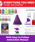 Ultimate Science Experiments Kit For Kids Ages 8 and Up With 50 Plus Fun Experiments Color Changing Volcanoes Rainbow Crystals Hands On STEM Learning Easy To Follow Instructions Real Scientist Vibe For Curious Young Minds, kit contents