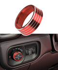 Dodge RAM Red Headlight Switch Knob Cover With Aluminum Alloy Ring Trim For 2018 Through 2025 Interior Customization Premium Anodized Finish
