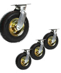 Heavy Duty Rubber Casters With True 360 Swivel Action Built For Furniture Carts And Workshop Tables Offers Slick Quiet Rolling On Wood Or Tile Floors Lets You Glide Heavy Loads Through Narrow Doorways Zero Stress Moving Gear - close-up view of four rubber casters.