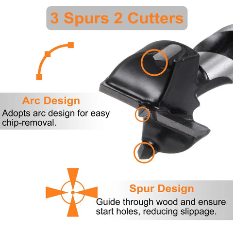 Bad Boy 25 Millimeter Forstner Drill Bit showing arc design and 3 spurs for smooth wood cutting and precise hole creation.