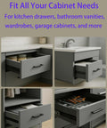 18 Inch Soft Close Drawer Slides, 10 Pairs, installed in various bathroom vanities and small cabinets for smooth operation