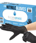 Real Deal Top Shelf Black Nitrile Gloves Box Of One Hundred Powder Free Latex Free Extra Large shown in hand, ideal for kitchen and auto repair.
