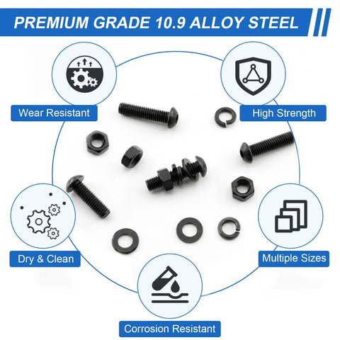 Pro Grade M3 Screws Assortment Kit For 3D Printing 1000 Piece Hardware Pack With M3 made from 10.9 grade black alloy steel