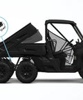 Heavy Duty 12Vdc Electric Dump Bed Lift Kit Generating 899 Lbs Force And 11 Point 34 Inch Stroke shown on UTV with bed raised.