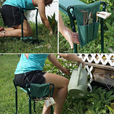 Heavy Duty Folding Garden Kneeler And Seat With Soft EVA Kneeling Pad Converts To Stool Or Bench, Lightweight Yet Sturdy