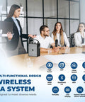 Conference room with people using All In One Wireless Voice Amplifier With Handheld Mic And Portable Bluetooth Speaker For Teachers And Events, Plug And Play Wireless Karaoke Mic For Singing, PA System With Echo And Sound Effects S98 Pro.