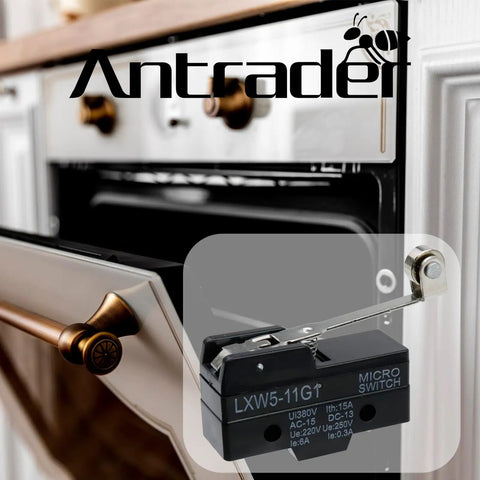 Six Pack LXW5-11G1 Momentary SPDT Limit Switches With Roller Lever Snap Action shown with open oven door