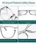 Anti Fog Safety Glasses For Men And Women, Blue Light Blocking Clear Lens Eyewear, Lightweight Durable Protective Glasses in close-up view