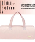 Travel Hair Tools Case And Organizer For Airwrap And Dryer Attachments Portable Pink Storage Bag. Compatible with Shark FlexStyle HD430 and Dyson Airwrap HS05 attachments.
