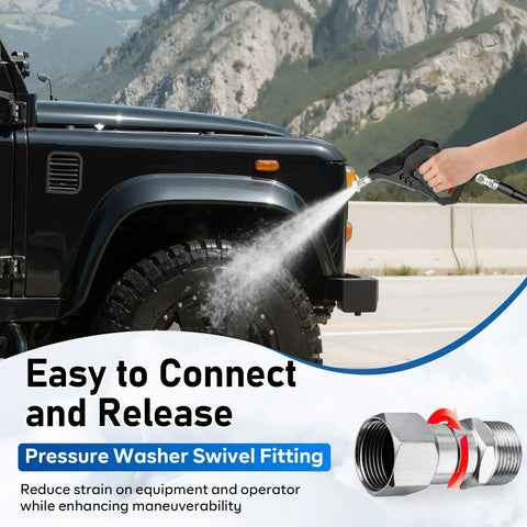 360 Degree Swivel Pressure Washer Fittings M22 14mm Thread 5000 PSI Universal Connectors For Hassle Free Hose Maneuvering And No Kinks Two Pack on pressure washer hose