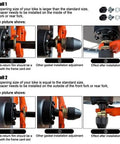Installation guide for Ebike Hub Motor Lock Nuts And Washer Set For 14mm Shaft 750W To 1500W Motors with images of steps.