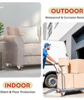 Heavy Duty 2 Inch Swivel Caster Wheels Set Of 4 Locking Plate on a sofa and utility cart for indoor and outdoor use.