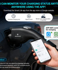 Level 2 EV Charger With WiFi App Control and RFID Start 48A Fast Wall Mounted Station 25 ft J1772 Cable NEMA 14-50P Plug