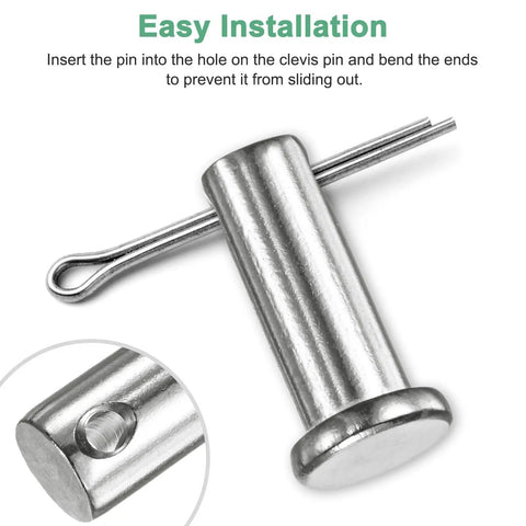 4 Pack Single Hole Clevis Pins M10 X 55mm Stainless Steel Flat Head For Mechanical Linkage Trucks Lawn Mowers And Rigging Reusable Quick Pin With Durable Corrosion Resistant Hardware, stainless pin installed