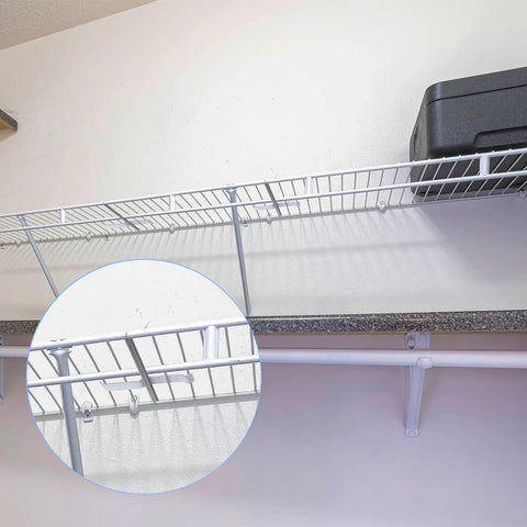 Installed 4 Pack Ventilated Wire Shelf Corner Brackets For Closet Shelving Epoxy Coated Steel 3 Wire Corner Supports