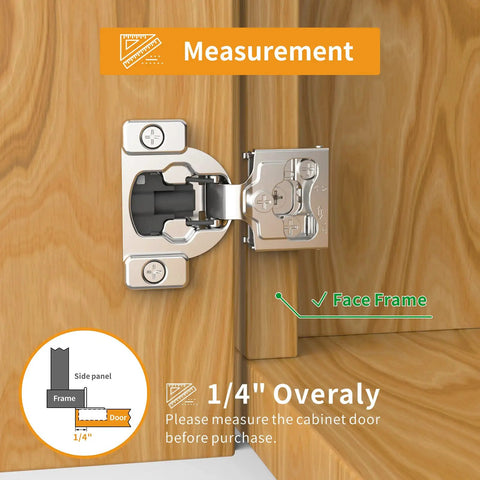 10 Pack 1/4 Inch Small Overlay 4D Concealed Hinges With Zero Drama Install And Smooth As Silk Soft Close Heavy Duty Stainless Steel Cabinet Hardware For Framed Face Frame Doors In Satin Nickel