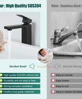 Dope Matte Black Vessel Sink Faucet With Tall Body, Single Hole Deck Mount, SUS304 Stainless Steel Bathroom Vanity Mixer Tap comparison