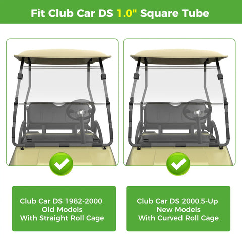 Golf Cart Windshield Mounting Clips Kit for Club Car DS with 1x1 Inch Square Tube Window Brackets for Straight and Curved Roll Cages