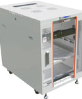 No Sweat 18U Floor Standing Server Rack In Gray At 35 Inch Depth Heavy Duty Network Cabinet with removable side panels and cooling fans.