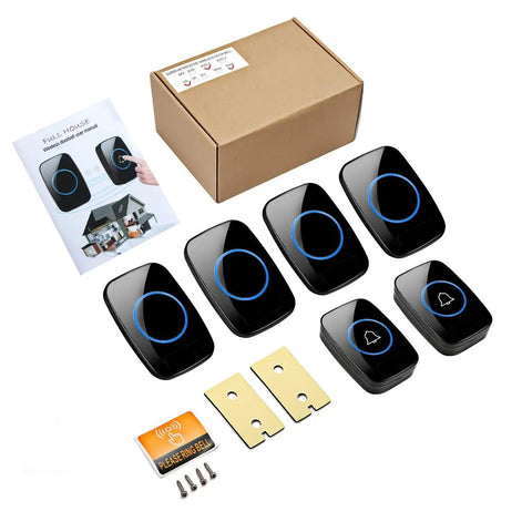 Dope Wireless Doorbell Kit With Waterproof Receiver Distinguish Front And Rear Doors 1000ft Range 60 Chimes Five Adjustable Volume Levels LED Flash Ideal For Home Office Classroom