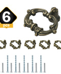 Six Bronze Oval Drop Ring Drawer Pulls Set With Mounting Hardware For Dresser Cabinets And Cupboards, vintage style shown with screws