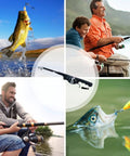 Fishing scenes illustrating Pocket Sized Mini Fishing Rod And Reel Combo With Telescopic Ultra Compact Foldable Design For Travel Hiking Backpacking Grab And Go Outdoor Gear Durable ABS Build For Rugged Trips