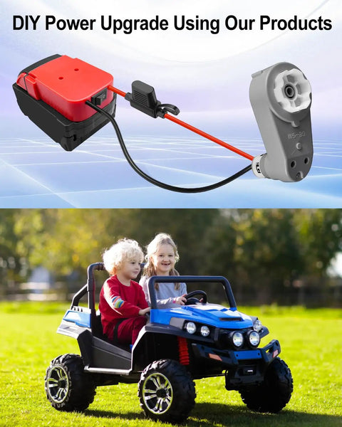 Two Piece 24 Volt RS775 High Speed Motor Gearbox Power Up For Kids Ride On Cars, 280W Power Drive Engine, DIY installation