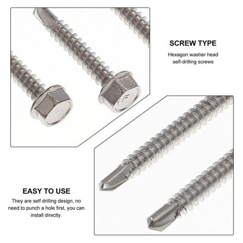 Self Tapping And Self Drilling Kit In 410 Stainless Steel With Washer Head showing hexagon washer head screws