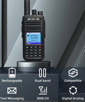 RT3S DMR Radio Dual Band Two Way Ham Radio With Cable OpenGD77 Support on display with menu screen and keypad visible.