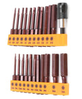 Durable 23 Piece Screwdriver Bit Set Made From Tough S2 Steel With Hex Heads And Double Ends For Electric Drills Plus Manual Tools To Get Any Hardware Job Done Fast Without Stripping Screws Or Wearing Out Your Gear., 23-piece S2 steel hex bit set with labeled metric and inch sizes in orange holders