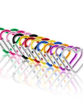 10 Pack Heart Shaped Carabiners With Star Design, colorful metal backpack clips and key rings, arranged in a line
