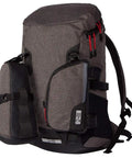 Outdoor backpack with large capacity and small detachable side bag. Visible durable fabric and multiple zippers.