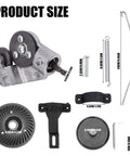 Dimensions and parts of Heavy Duty Drill Nibbler Sheet Metal Cutter Kit For Electric Drills with components like springs, bolts, and adapters.
