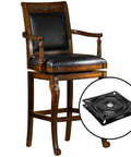 2 Pack 6 Inch Ball Bearing Boat Seat Swivel Plate With 360 Degree Rotation, Beefy Heavy Duty Metal Chair Base For Bar Stools, Recliners, And Boat Seats Replacement, shown under a chair