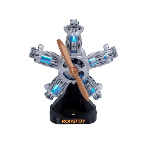 Five Cylinder Planetary Engine Model With Clear Internal Mechanisms Desktop Display Ornament Aerospace Power Replica Serious Mechanical Linkage System For Enthusiasts Hobbyists And Collectors on black base