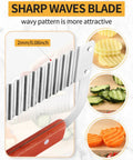 Heavy Duty Crinkle Cutter For Potatoes And Veggies Stainless Steel With Wooden Handle Rust Resistant Wavy Knife Cuts Potatoes