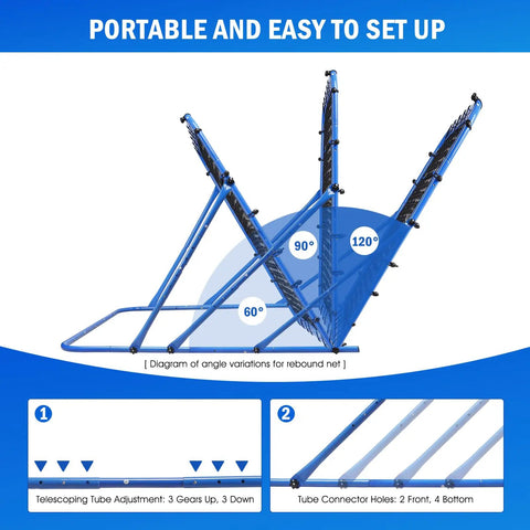 Backyard Rebounder Net For Soccer And Baseball Training 4x4 Foot With Adjustable Angles For Control And Passing Solo Drills