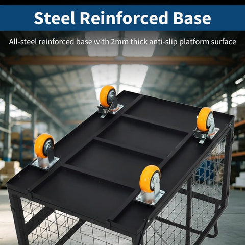 Steel reinforced base with anti-slip surface of Premium Foldable Platform Truck Cart For Stress Free Living Room Moves.