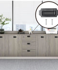 Cabinet with installed 2 Pack Hidden Cabinet Pulls Black Zinc Alloy Recessed Drawer Handles With Screws Low Profile Modern Cabinet Knobs