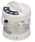 WaterBuster Portable Submersible Pump, Battery Powered, 200 GPH, 42-Inch Hose, 5 1/4-Inch Diameter, cordless white design