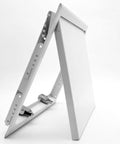 Heavy Duty 6X6 Inch Access Panel Door With Quick Push Lock Fit For Walls And Ceilings Straight Shot Setup For Hvac Plumbing Electrical And Crawlspace Work White Finish, showing side view, galvanized steel construction.