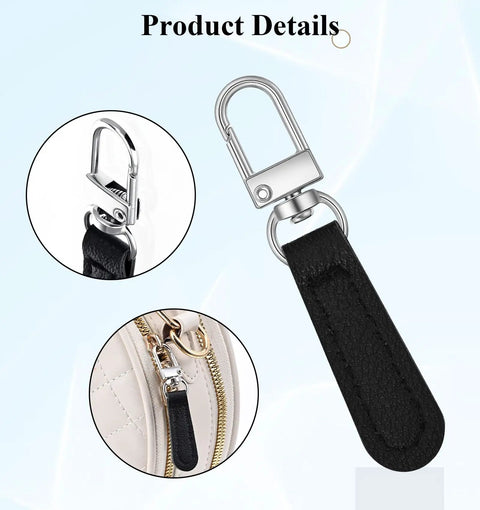 Leather Zipper Pulls Kit With Detachable Leather Handles 8 Pack Repair Tabs For Luggage Backpacks Suitcases Jackets And Handbags Upgrade Your Gear With Durable Black Leather Zipper Pulls detail view