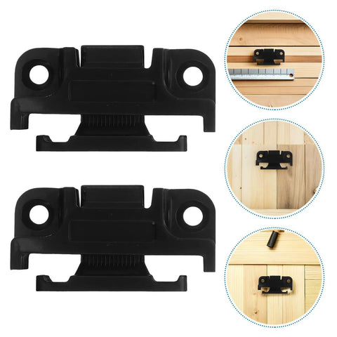 12 Pack Adjustable Cabinet Fasteners With Push In ABS Base And Panel Clips shown on wooden boards for tool-free installation