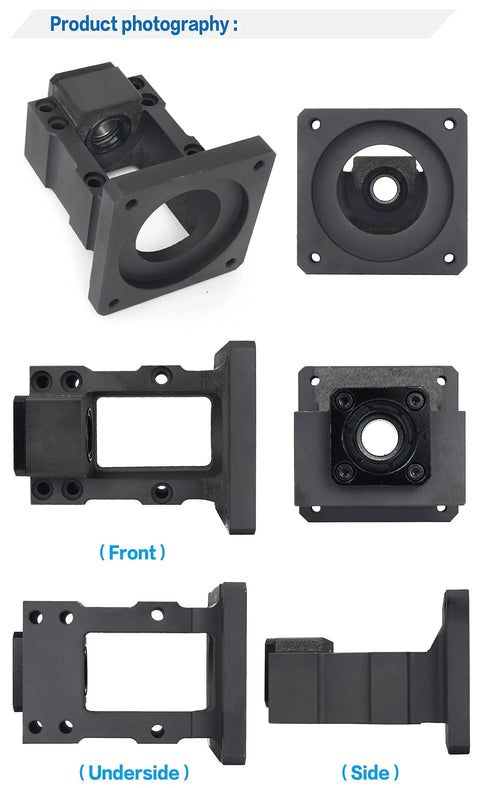 Sturdy Nema 34 Stepper Motor Mounting Bracket BK15 Ballscrew Fixed End Built For Ultra Precise Alignment Easy Install And Rock Solid Coaxial Mounting For Smooth High Torque Systems, black metal bracket with 6001 bearing, front view